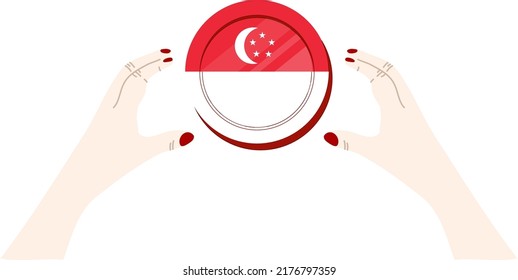 Singapore vector hand drawn flag, Singapore Dollar