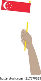 Singapore vector hand drawn flag, Singapore Dollar