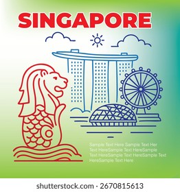 Singapore Vector Icons with Land Marks