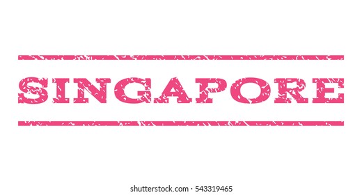 Singapore watermark stamp. Text caption between horizontal parallel lines with grunge design style. Rubber seal stamp with dirty texture. Vector pink color ink imprint on a white background.