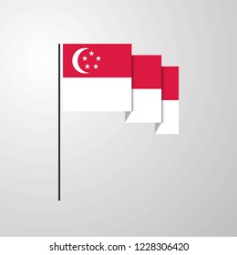 Singapore waving Flag creative background