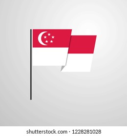 Singapore waving Flag design vector