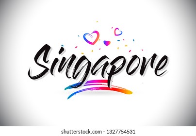 Singapore Welcome Word Text Love Hearts Stock Vector (Royalty Free ...