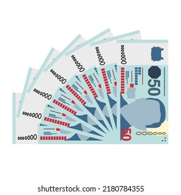 Singaporean Dollar Vector Illustration. Singapore, Brunei money set bundle banknotes. Paper money 50 SGD. Flat style. Isolated on white background. Simple minimal design.