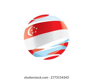 The Singaporean flag in an abstract sphere