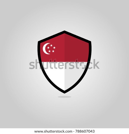 Singaporean Flag Flat Vector Shield Badge