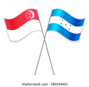 Singaporean and Honduran crossed flags. Singapore combined with Honduras isolated on white. Language learning, international business or travel concept.