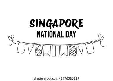 Singapore's independence day Concept. Single line draw design vector graphic illustration.