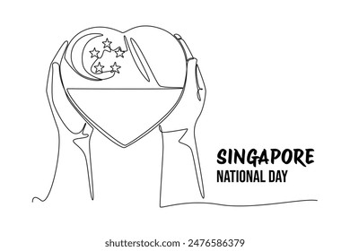 Concepto del día de la independencia de Singapur. Ilustración gráfica de Vector de diseño de línea única.