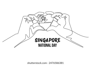 Singapore's independence day Concept. Single line draw design vector graphic illustration.