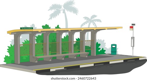 Singapurs alte Bushaltestelle, erbaut in den frühen Tagen, hatte offene Strukturen. Sie haben einen nostalgischen Wert und bleiben funktional.