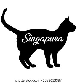 Singapura cat silhouette, cat, cat breeds, logo, vector, silhouette,  animal, illustration, icon, sign, design, black, symbol, pet, love
