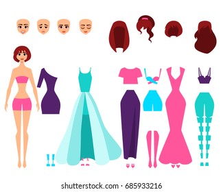 Singer or actress set of character creation. Vector illustration