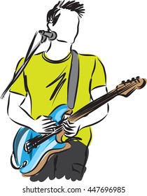 singer artist man with guitar illustration