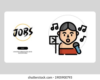 avatar de cantante sobre fondo blanco, muy adecuado para medios de aprendizaje