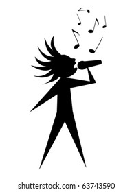 Singer - black symbolic vector silhouette