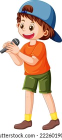 Singer boy cartoon character isolated illustration