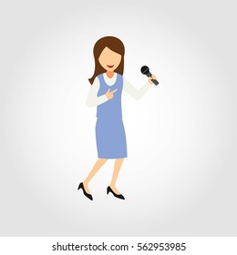 Singer Character Design Vector. Cartoon Style 