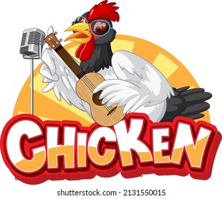 Singer chicken cartoon character logo illustration