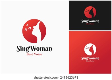 Singer Choir Sing Chorus Musical Vocal Song Music Woman Girl Lady Vector Logo Design Illustration