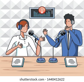 singer couple in digital audio studio