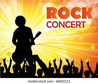 singer and the crowd of fans - vector concert poster
