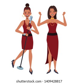 singer and dancer avatar cartoon character vector illustration graphic design