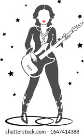 singer with electric guitar on stage