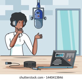 singer female in digital audio studio