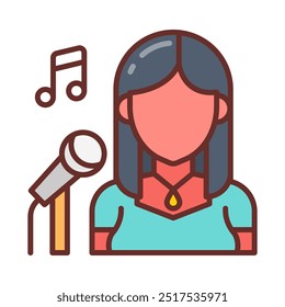 Iconos rellenos de cantante, Ilustración vectorial