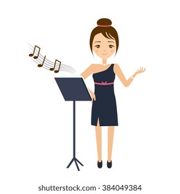 Singer Flat Vector Illustration. Career choice concept