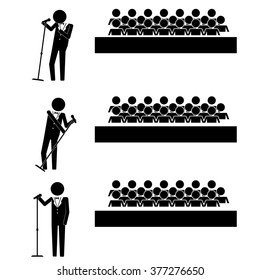 Singer in front of audience sign symbol pictogram