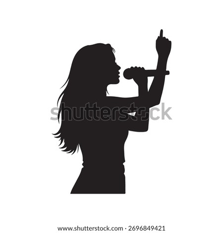 singer girl silhouette vector flat illustration design on white background