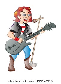 Singer Guitarist, vector illustration