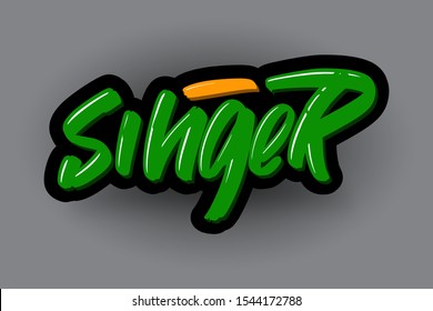 Singer hand drawn modern brush lettering text. Vector illustration of business logo for webpage, print and advertising