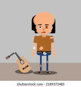 A singer has injuries
illustration