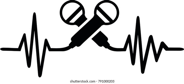 Singer heartbeat pulse with crossed microphones 