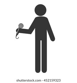 Singer holding an microphone in pictogram design, vector illustration.