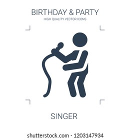 singer icon. high quality filled singer icon on white background. from birthday party collection flat trendy vector singer symbol. use for web and mobile