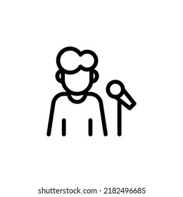 Singer Icon. Line Art Style Design Isolated On White Background