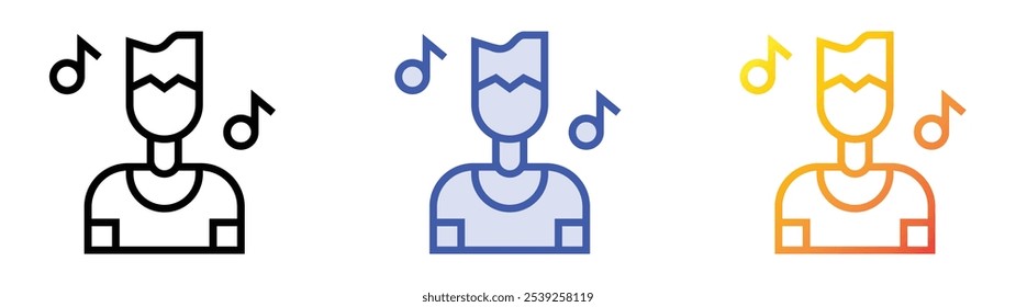 singer icon. Linear, Blue Fill and Gradient Style Design Isolated On White Background