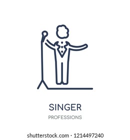 Singer icon. Singer linear symbol design from Professions collection. Simple outline element vector illustration on white background.