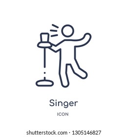 singer icon from people skills outline collection. Thin line singer icon isolated on white background.