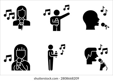 Singer icon set multiple style collection on white background