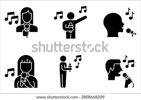 Singer icon set multiple style collection on white background