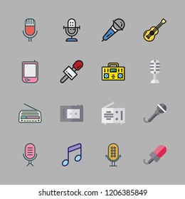 singer icon set. vector set about radio, music, microphone and acoustic guitar icons set.