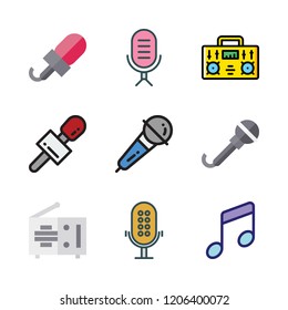 singer icon set. vector set about radio, microphone and music icons set.