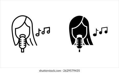 Ícones de cantor definidos. Conjunto de esboços de cantora ilustração vetorial sobre fundo branco