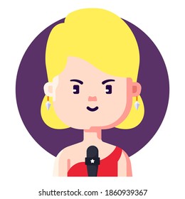 Icono de avatar de profesión y trabajo de cantante. Imagen de perfil para la interfaz de usuario.
