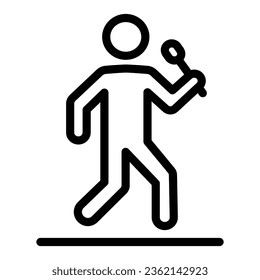 Singer line icon, Music festival concept, Man with microphone sign on white background, star singer at the concert icon in outline style for mobile concept and web design. Vector graphics